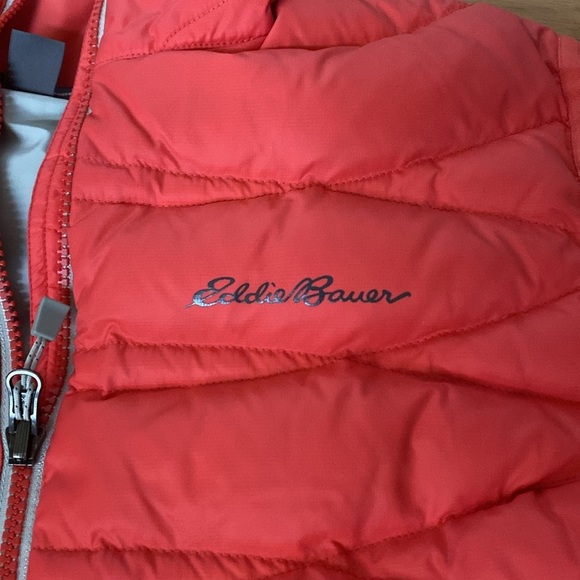 Eddie Bauer Down Puffer vest Womens L coral/Pink Outdoors Activewear winter ski - Picture 4 of 12